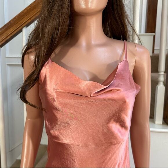 NWT coral satin slit midi dress - Picture 6 of 16